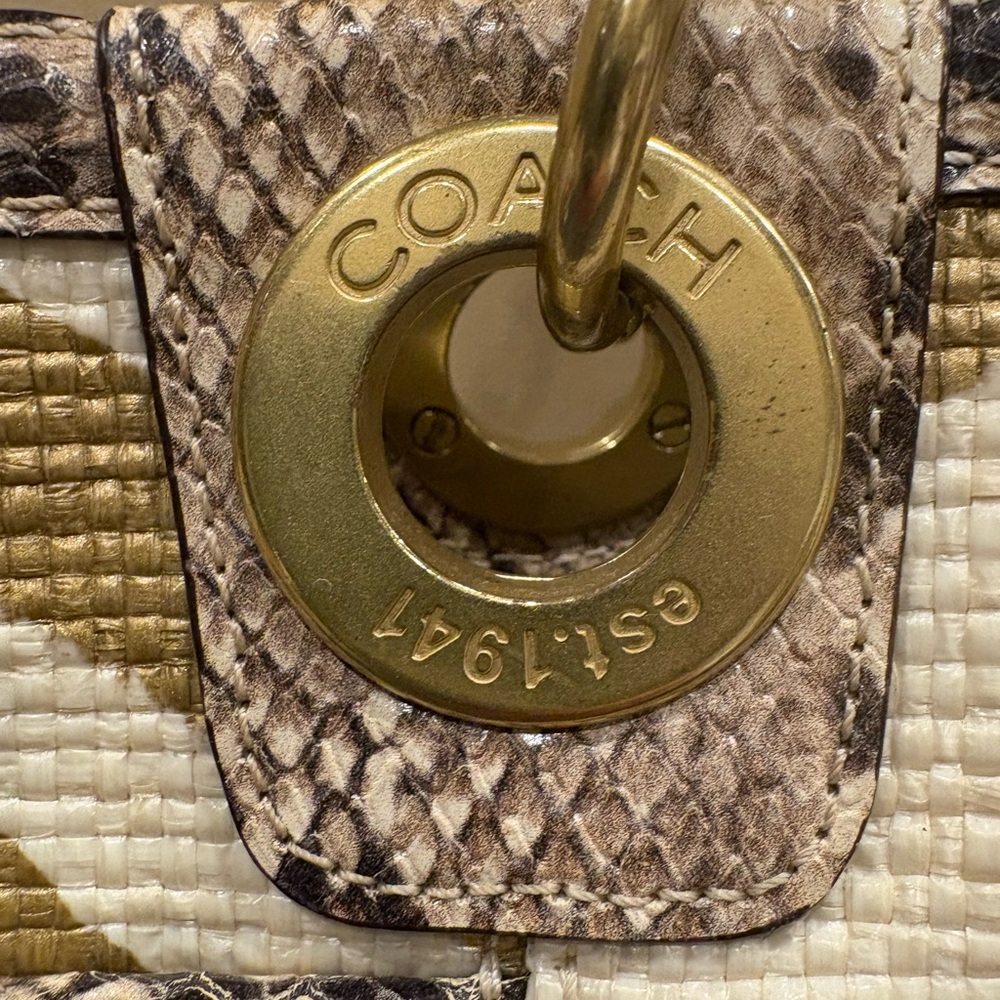 Coach Limited Edition Zebra Print Raffia Straw Tote Bag - Picture 3 of 8